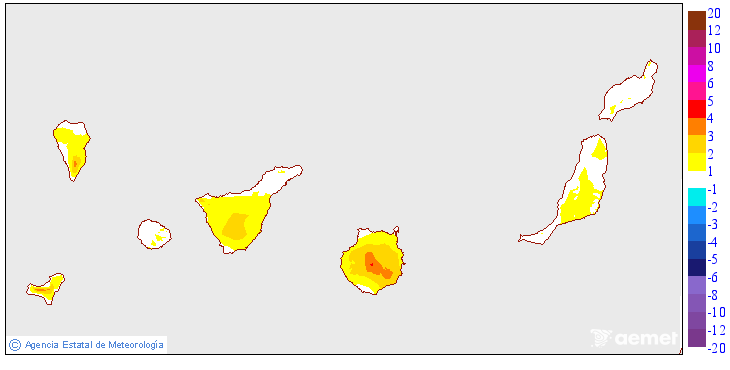 Variaci� de les temperatures m�nimes respecte al dia anterior