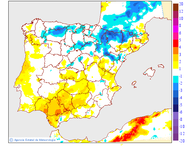 Variaci� de les temperatures m�nimes respecte al dia anterior