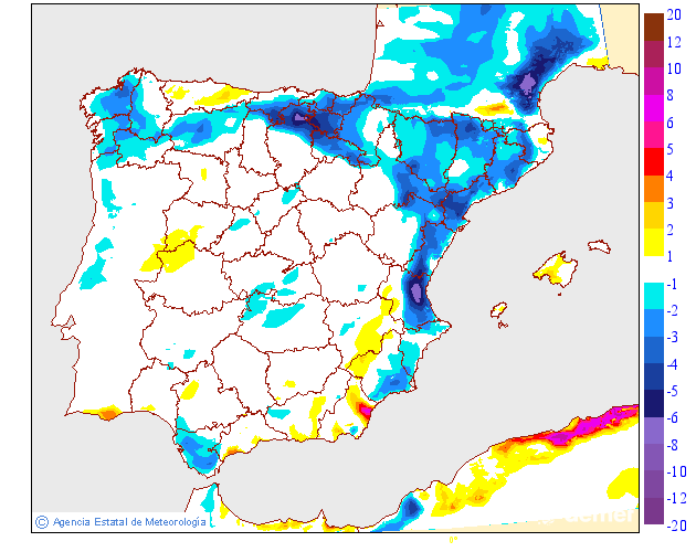 Variaci� de les temperatures m�ximes respecte al dia anterior