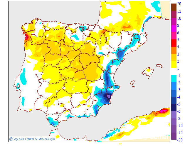 Variaci� de les temperatures m�ximes respecte al dia anterior