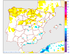 Variaci�n de las temperaturas m�nimas respecto al d�a anterior