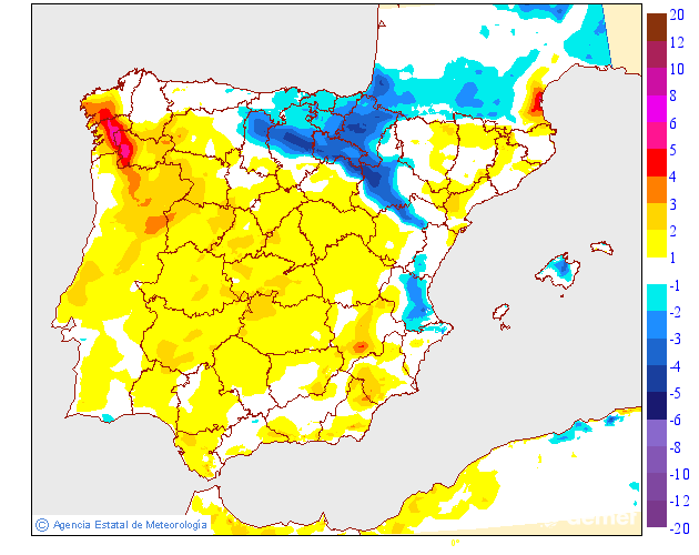 Variaci� de les temperatures m�ximes respecte al dia anterior
