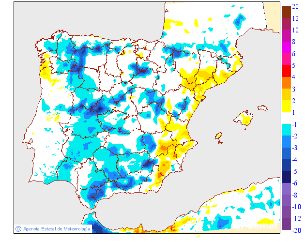 Variaci�n de las temperaturas m�nimas respecto al d�a anterior