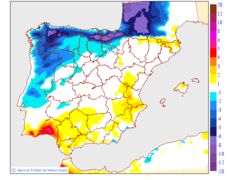 Variaci�n de las temperaturas m�ximas respecto al d�a anterior