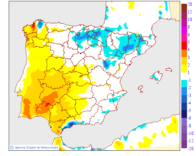 Variaci� de les temperatures m�ximes respecte al dia anterior