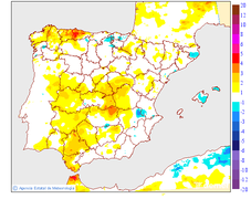 Minimum temperatures variation regarding the day before