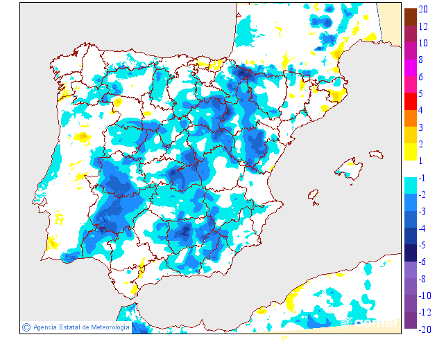 Variaci� de les temperatures m�nimes respecte al dia anterior