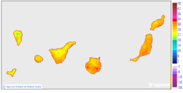 Maximum temperatures for today in the Canary Islands