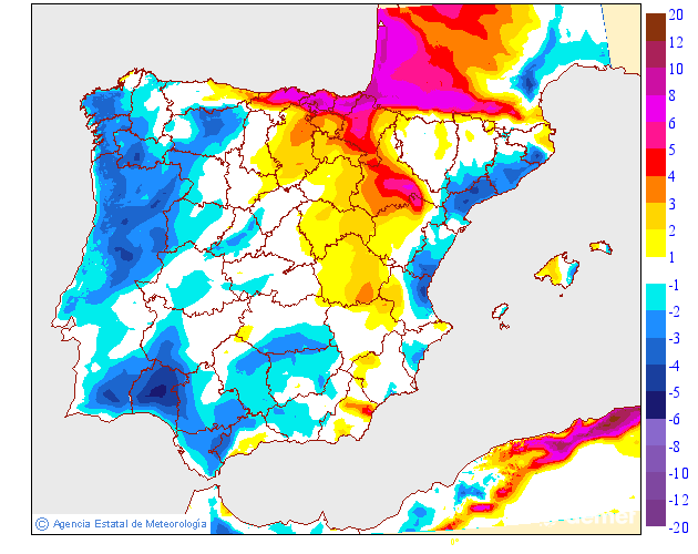 Variaci�n das temperaturas m�ximas respecto ao d�a anterior