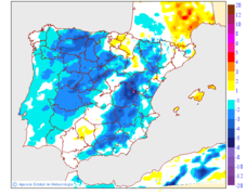Variaci�n das temperaturas m�nimas respecto ao d�a anterior
