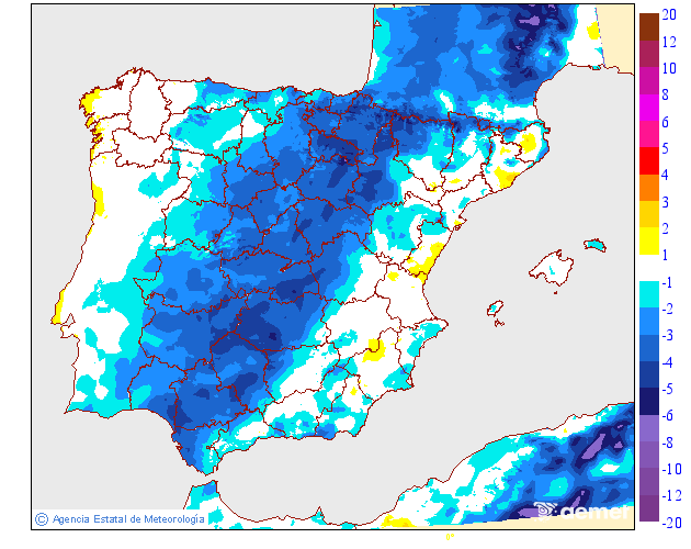 Variation des temp�ratures minimales par rapport au jour pr�c�dent