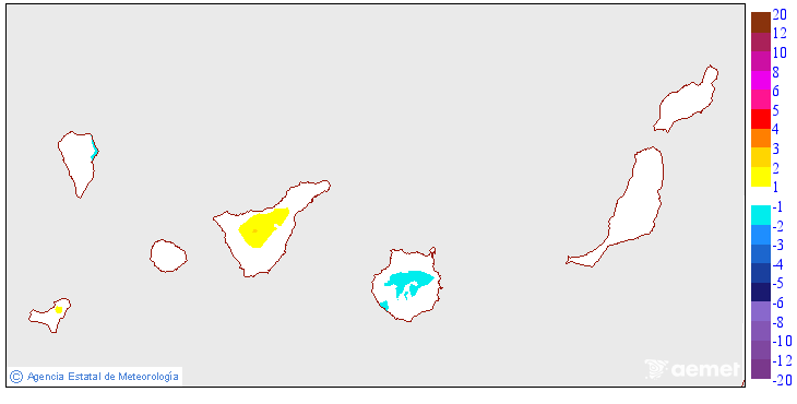 Variaci�n das temperaturas m�ximas respecto ao d�a anterior