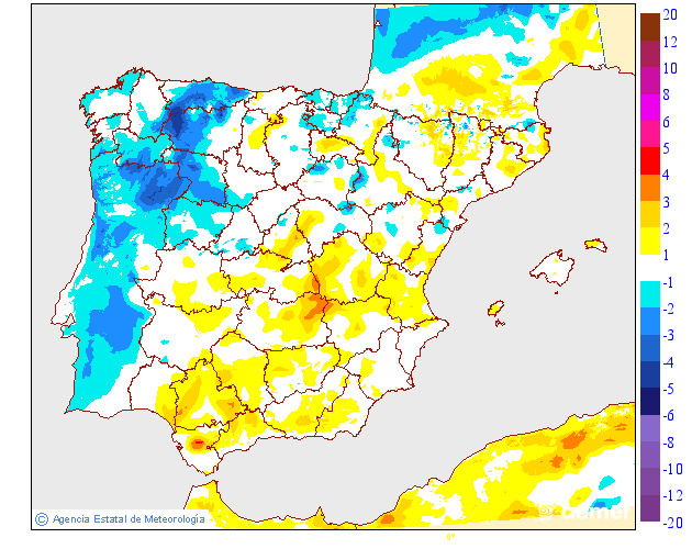 Variaci�n de las temperaturas m�nimas respecto al d�a anterior
