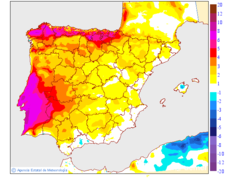 Variaci�n de las temperaturas m�ximas respecto al d�a anterior