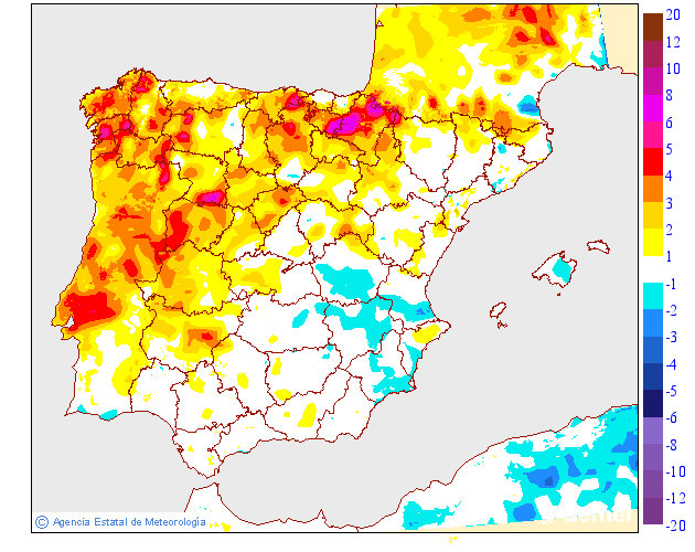 Variaci� de les temperatures m�nimes respecte al dia anterior