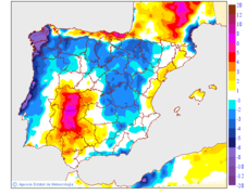 Variaci�n de las temperaturas m�ximas respecto al d�a anterior