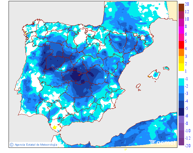 Variaci� de les temperatures m�nimes respecte al dia anterior
