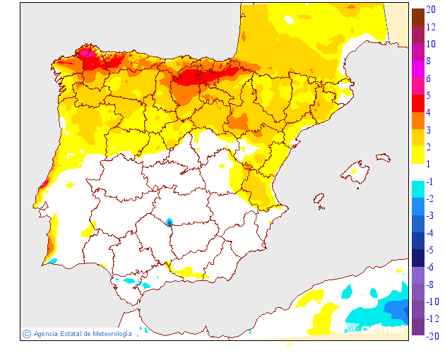 Variaci� de les temperatures m�ximes respecte al dia anterior