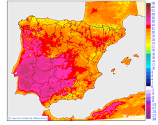 Maximum temperatures for tomorrow in the Peninsula and Balearic Islands