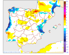 Maximum temperatures variation regarding the day before