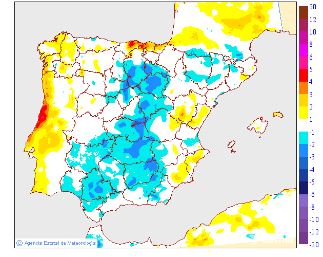 Minimum temperatures variation regarding the day before