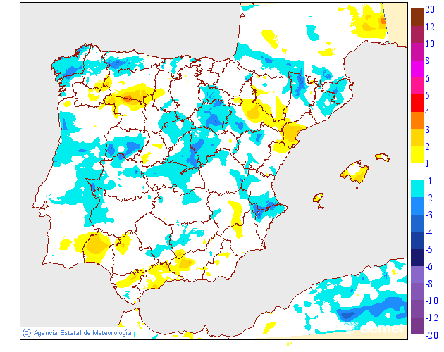 Variation des temp�ratures minimales par rapport au jour pr�c�dent