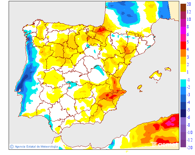 Variaci�n de las temperaturas m�ximas respecto al d�a anterior