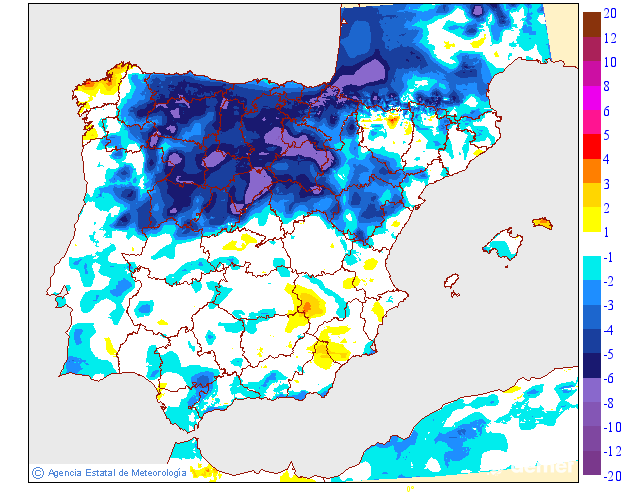 Variaci�n de las temperaturas m�nimas respecto al d�a anterior