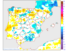 Variaci�n das temperaturas m�nimas respecto ao d�a anterior