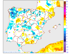 Variaci�n das temperaturas m�nimas respecto ao d�a anterior