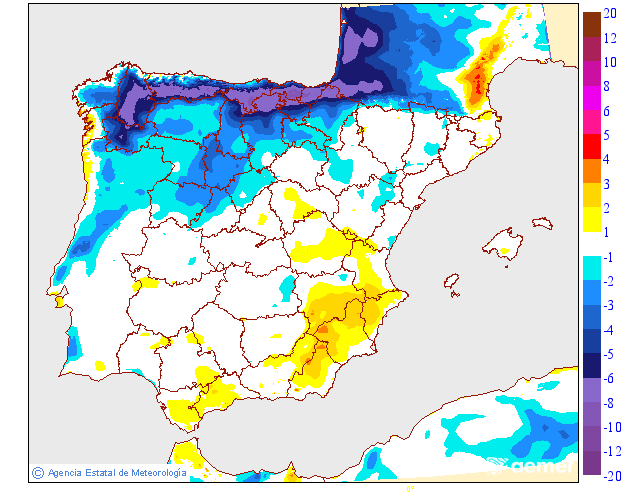Variaci�n das temperaturas m�ximas respecto ao d�a anterior