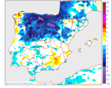 Variaci�n das temperaturas m�nimas respecto ao d�a anterior