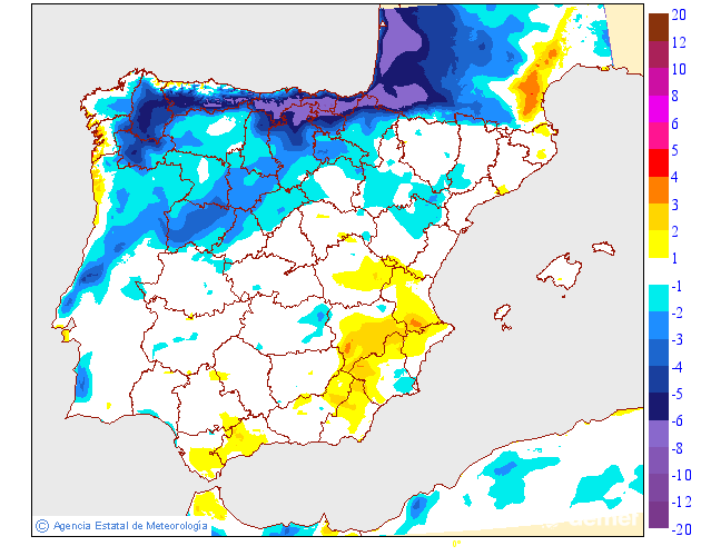 Variaci�n das temperaturas m�ximas respecto ao d�a anterior