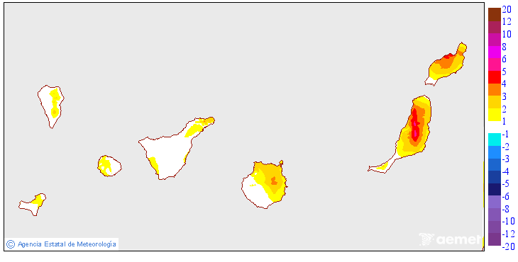 Maximum temperatures variation regarding the day before