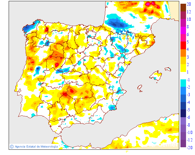 Variation des temp�ratures minimales par rapport au jour pr�c�dent