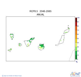 Canarias. Precipitacin: Anual. Escenario de emisins medio (A1B) RCP 8.5. Incertidumbre