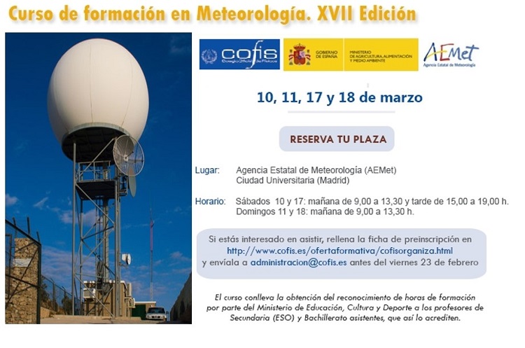 XVII edición del curso de formación en meteorología.