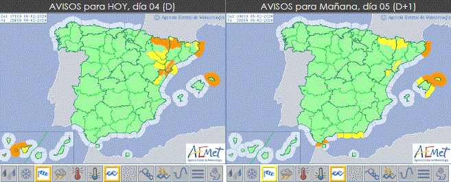 Avisos en vigor el día 4 de febrero para los día 4 y 5