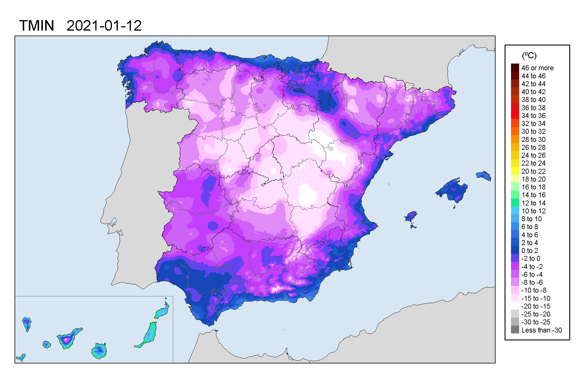 Temperatura mínimas registrada el día 12, el más extremo de la ola de frío