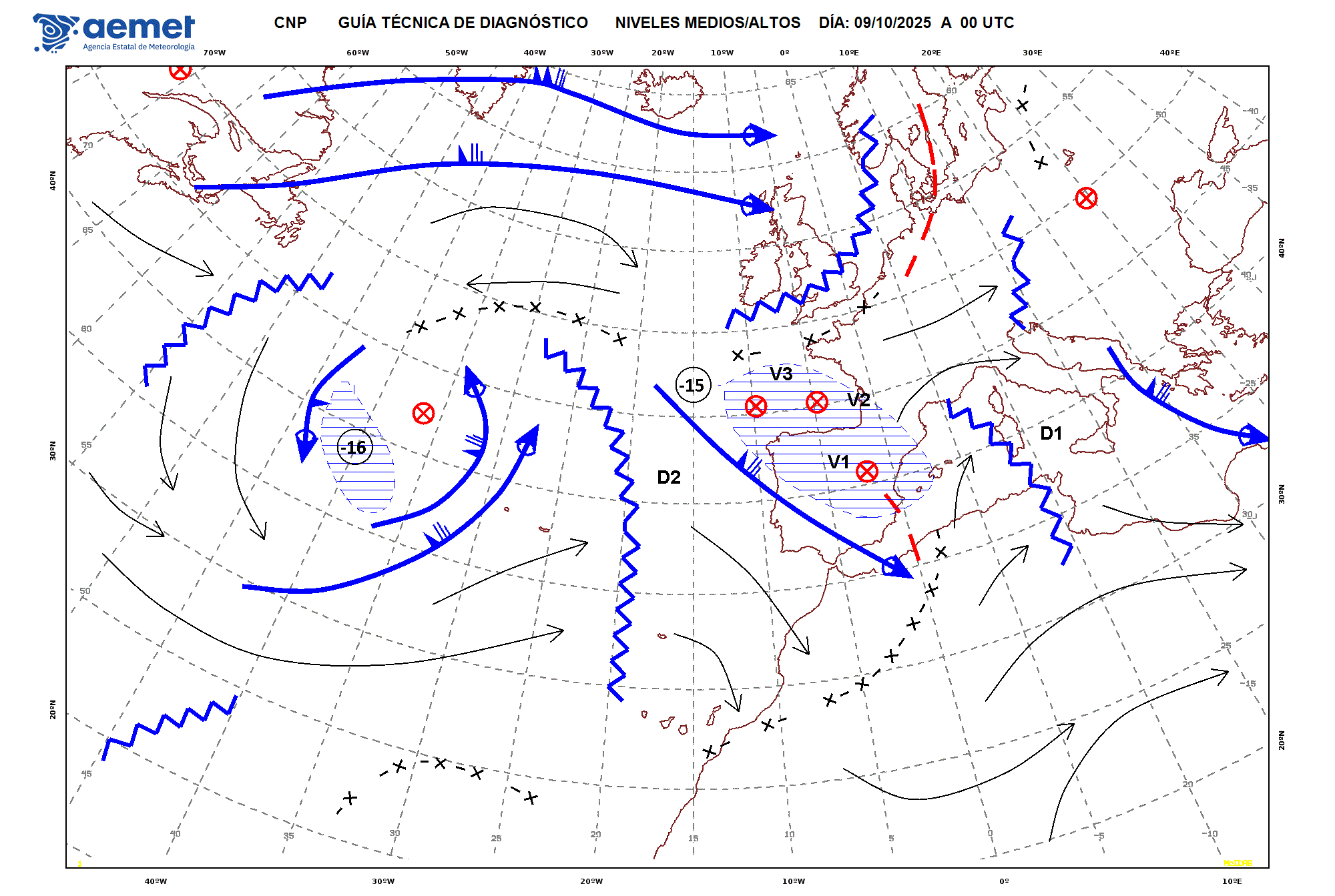 Evoluci&oacute;n de la dana Alice entre los d&iacute;as 8 y 13 de octubre de 2025 (an&aacute;lisis cada 12 horas).
