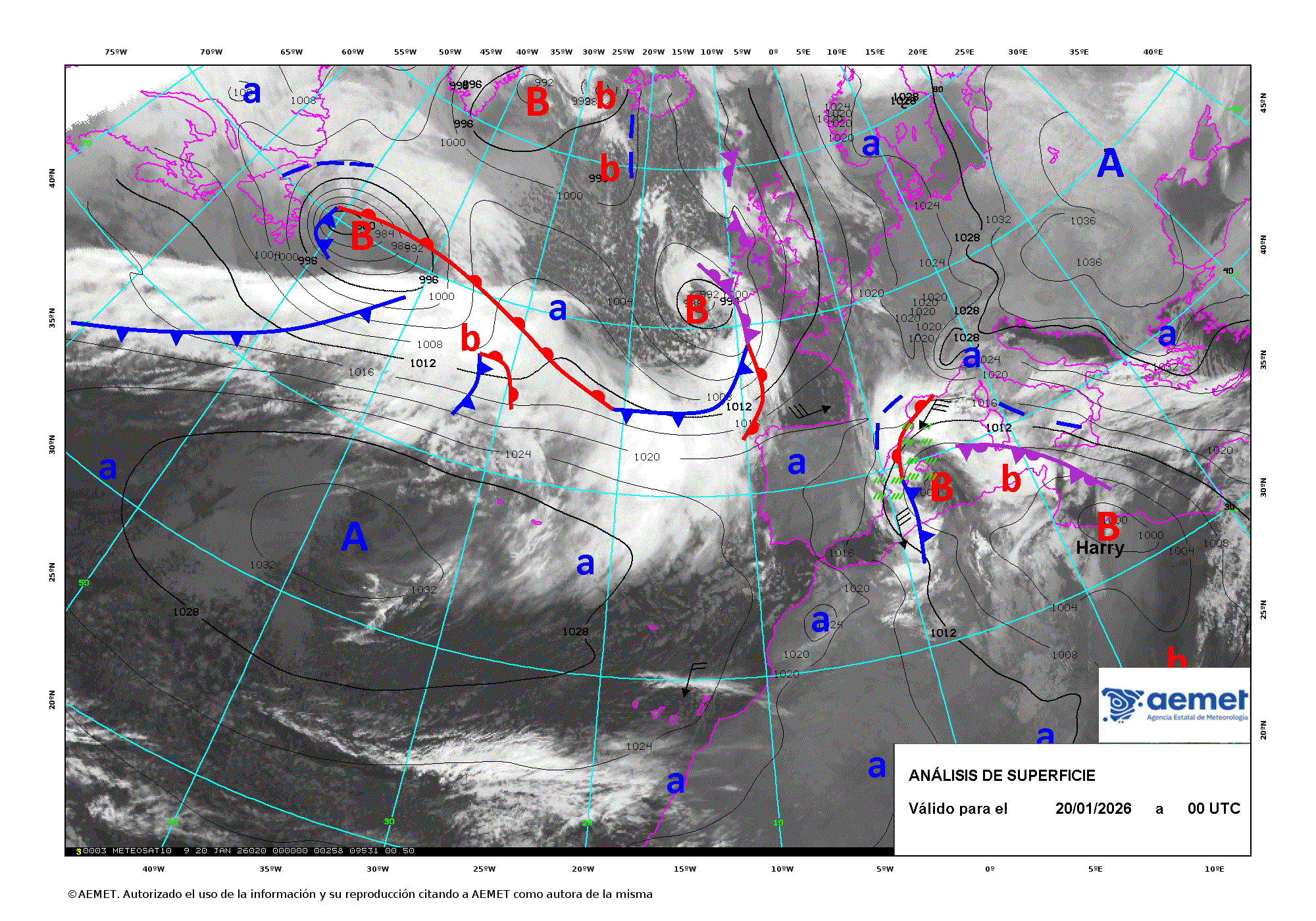 Evoluci&oacute;n de Goretti entre los d&iacute;as 20 y 22 de enero de 2026 (an&aacute;lisis cada 12 horas).