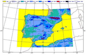 Orografía del modelo Harmonie a 2,5km de resolución horizontal