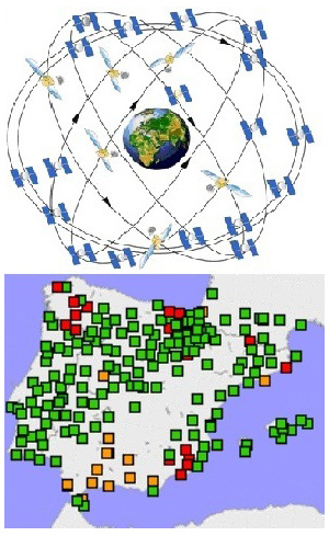 Distribución de estaciones receptoras de la señal de los satélites GPS