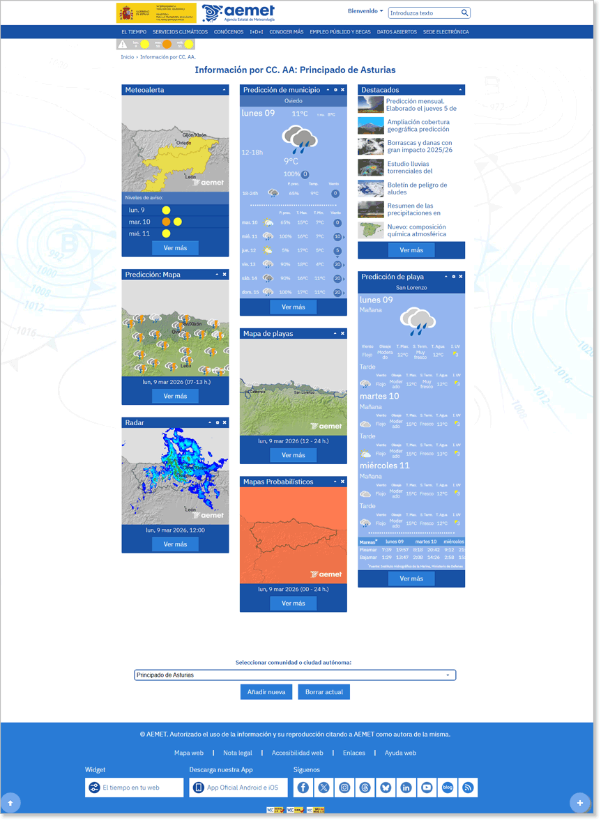 Ejemplo de personalizaci&oacute;n de la p&aacute;gina 'Informaci&oacute;n por CC. AA.'