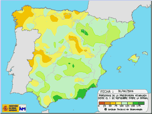 % de la precipitación acumulada sobre la normal