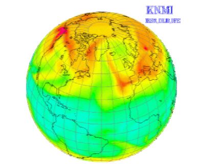Mapa global de ozono basado en GOME (precursor del SCIAMACHY) en 1995