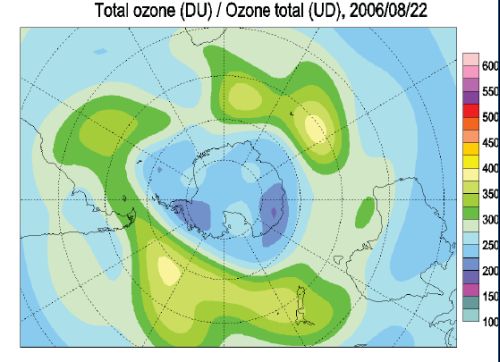 Fig. 4. Concentración de ozono en la Antártida Fuente: WMO Antarctic Ozone Bulletin 2006 Nº 1