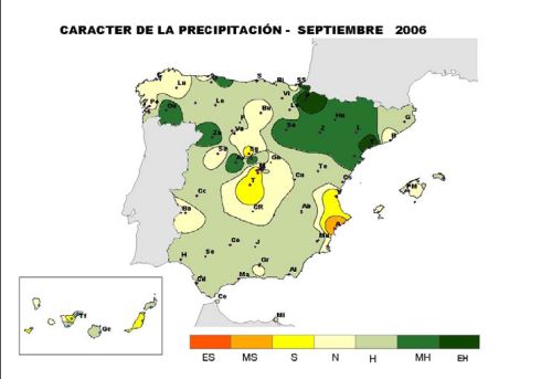 Caracter de la precipitación en septiembre