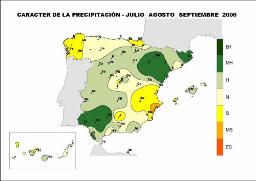 Caracter de la precipitación en julio,agosto,setiempre 2008