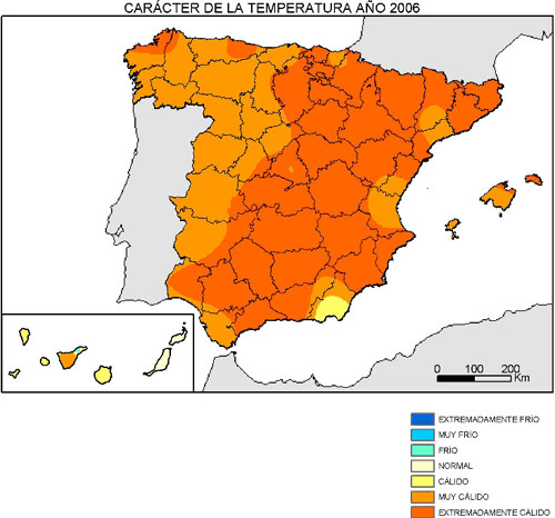 Carácter de la temperatura año 2006